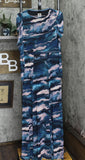 Anne Klein Women's Printed Puff-Sleeve Maxi Dress 10856417 Blue Ocean Multi S