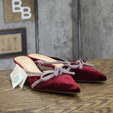 A New Day Womens Gwen Rhinestone Bow Heels Velvet 94656740 Burgundy Red 8.5M
