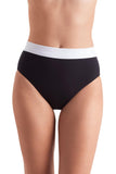 Mimi Flamingo Layered Solids Brooke High Waist Swim Bottom Black / White 12