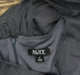 SLNY Womens Formal Long Glitter Mesh Stretch 9133153 Smoke Gray 6