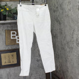 Cooper & Ella Ankle Pull-On Pinstripe Trouser Dress Pants White / Blue 14