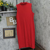 Ella Rafaella Plus Size Funnel Neck Sleeveless Dress LRQFC021R2 Ruby Red 1X
