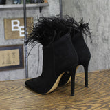 Michael Michael Kors Womens Whitby Feather Trim Pointed Toe Booties Black 5.5M