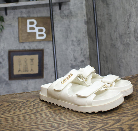 Guess Womens FABULON Sandal Two Strap GWFABULON5 Ivory 7M