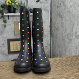 Sugar Women's Raffle Printed Rain Boot RAFFLE4 Black Fiesta Dot 9M
