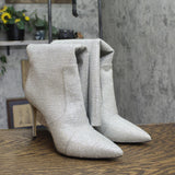 Michael Michael Kors Rue Stiletto Boots Rhinestone Evening Silver Gray 11M