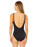 Anne Cole Womens Colorful Plunge Twist One-Piece Swimsuit 25MO08101 Black 16