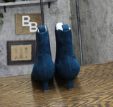 Journee Collection Womens Kitten Heeks Tenlee Chelsea Booties TENLEE Blue 9.5M