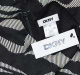 DKNY Womens Round-Neck Long-Sleeve Side Knot Mini Dress Black / Parchment 4