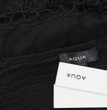 Aqua Womens Cotton Lace Inset Midi Dress DI9188BL Black XS
