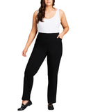 Avenue Pull-On Super Stretch Straight-Leg Trouser Pants 203922 Black 18W Tall