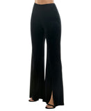 Alex & Sophia Juniors High Rise Front Slit Wide Leg Velvet Pants Black S