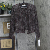Calvin Klein Womens Open Front Tweed Blazer Jacket S47JW609 Black Red Multi 6