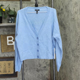 Aqua Womens Button Front Sweater Cashmere V-Neck Cardigan Heather Blue 2XL