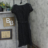 Ny Collection Petites Chiffon Knee-Length Midi Dress Black Multi Circle PM