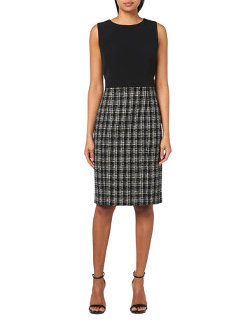 Kasper Womens Mixed Media Sheath Tweed Dress 10916485 Black Multi 12