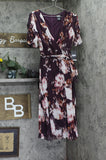 DKNY Tie-Waist Ruched Puff Sheer Sleeves Dress Raisin Purple Multi 4