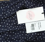 Crystal Doll Short Puff Sleeved Sheer Fit Flare Dress Navy Blue / White L