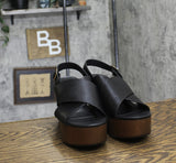 Universal Thread Womens Naomi Wood Wedge Heels 92609515 Black 8.5M