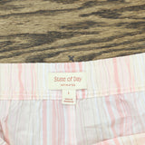 State Of Day Womens Striped Poplin Boxer Sleep Shorts 100185746MS Pink Stripe L