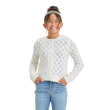 Cat & Jack Girls Button-Front Pointelle Cardigan Sweater Cream Off White XS