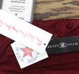 Betsy & Adam Petite Cap Sleeve Gathered Draped Slit Gown Dress Bordeaux Red 8P