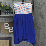 B Darlin Chiffon Asymmetrical-Hem Fit and Flare Dress White / Blue Multi 7 / 8