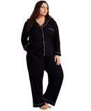 State of Day Womens Ribbed Piper Pajama Pants Black 3X