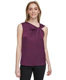 Calvin Klein Women's Twisted-Neck Sleeveless Top M3GA1612 Aubergine Purple L