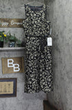 Alex Evenings Embroidered Full Skirt Tie Belt Midi Dress Black / Gold 14