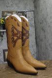 Madden Girl Shaft Faux Leather Stud Pointed Toe Western Boots Natural Brown 8M
