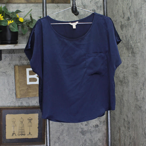 State Of Day Silk Touch Short Sleeve Pajama Shirt Top 100183585MS Navy Blue XL