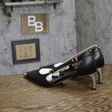 Michael Michael Kors Kasia Leather Kitten Pump Pointed Toe 40R6KAMP2L Black 9.5M