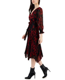 Taylor Women's Printed Pleated Fit & Flare Dress 2671M Black Ruby 10