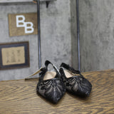A New Day Womens London Lace Sling Back Bow Flats 94303525 Black 8M