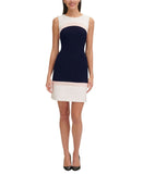 Tommy Hilfiger Womens Sleeveless Colorblock Sheath Dress White / Pink / Blue 12