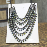 Premier Designs Aurora Borealis Beaded Chain Necklace Black Multi 25" + 5"