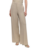 DKNY Womens Seersucker High Rise Wide-Leg Pants Travertine Brown Stripe 14
