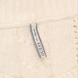 Guess Womens Cable Knit Off the Shoulder Scoop Neck Sweater Cream Off White S