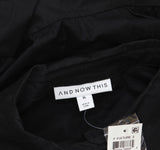 And Now This Womens Side Ties Button Up Shirt Poplin Ruched Dress Black XL