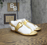 Naturalizer Taylor T-Strap Slingback Flat Sandal Dark Gold Faux Leather 8M