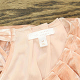 LC Lauren Conrad Womens Knit Tie Neck Crushed Velvet Shirt Blouse Top Pink M