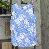Mario Serrani Womens Floral Pattern Sleeveless Tunic Blouse Top Blue / White M
