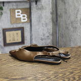 A New Day Camille Satin Slingback Bow Flats 94648295 Brown 8.5M