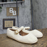 Universal Thread Halston Shearling Mary Jane Ballet Flats Cream Off White 9.5M