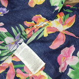 Lauren Ralph Lauren Sleeve Notch Collar Pajama Shirt Top Multi Floral Blue L
