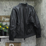 Universal Thread Faux Leather Full Zip Snap Closure Bomber Jacket Black M
