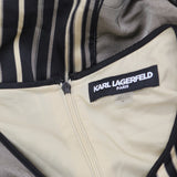 Karl Lagerfeld Neck Silky Crepe Geo Printed Satin Midi Dress Soft Beige Brown 14