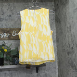 Calvin Klein Printed Chiffon Sleeveless Woven Top Lemon Amber Yellow Multi S