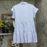 Aqua Womens Stripe Mini Shirt Dress IDL9931 Navy Blue / White S